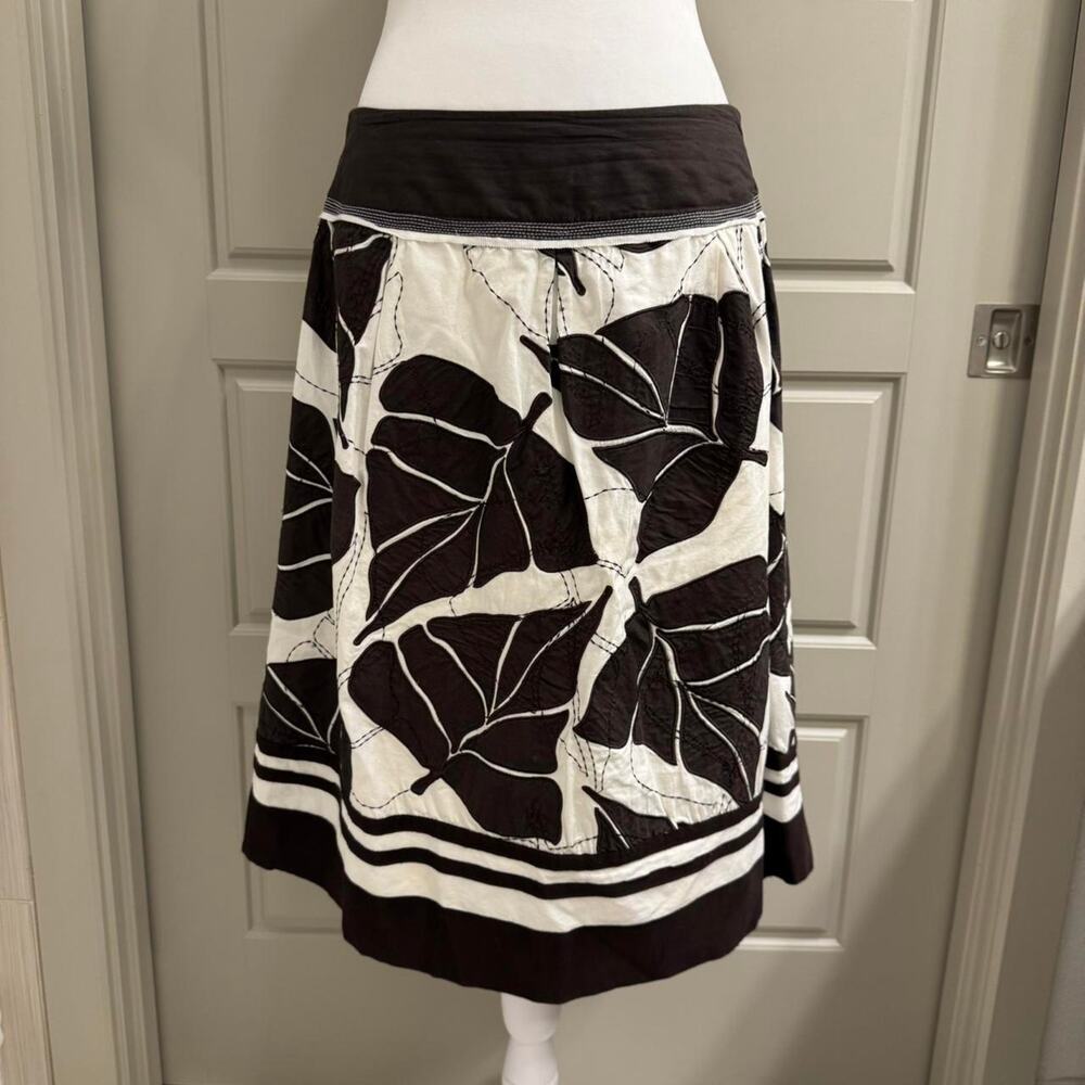 Vintage Nygard Brown White Floral Cotton Cottagecore Skirt - Picture 2 of 4